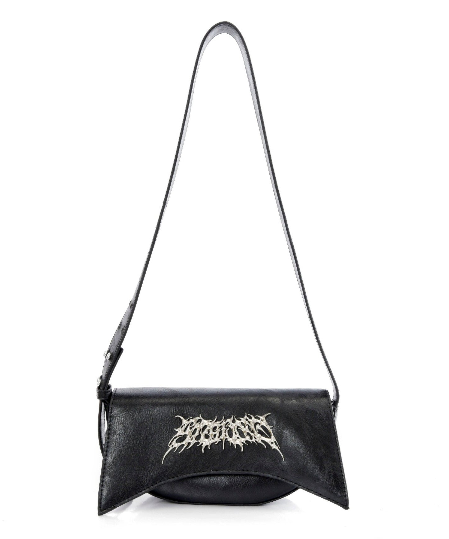 Metal logo shoulder bag