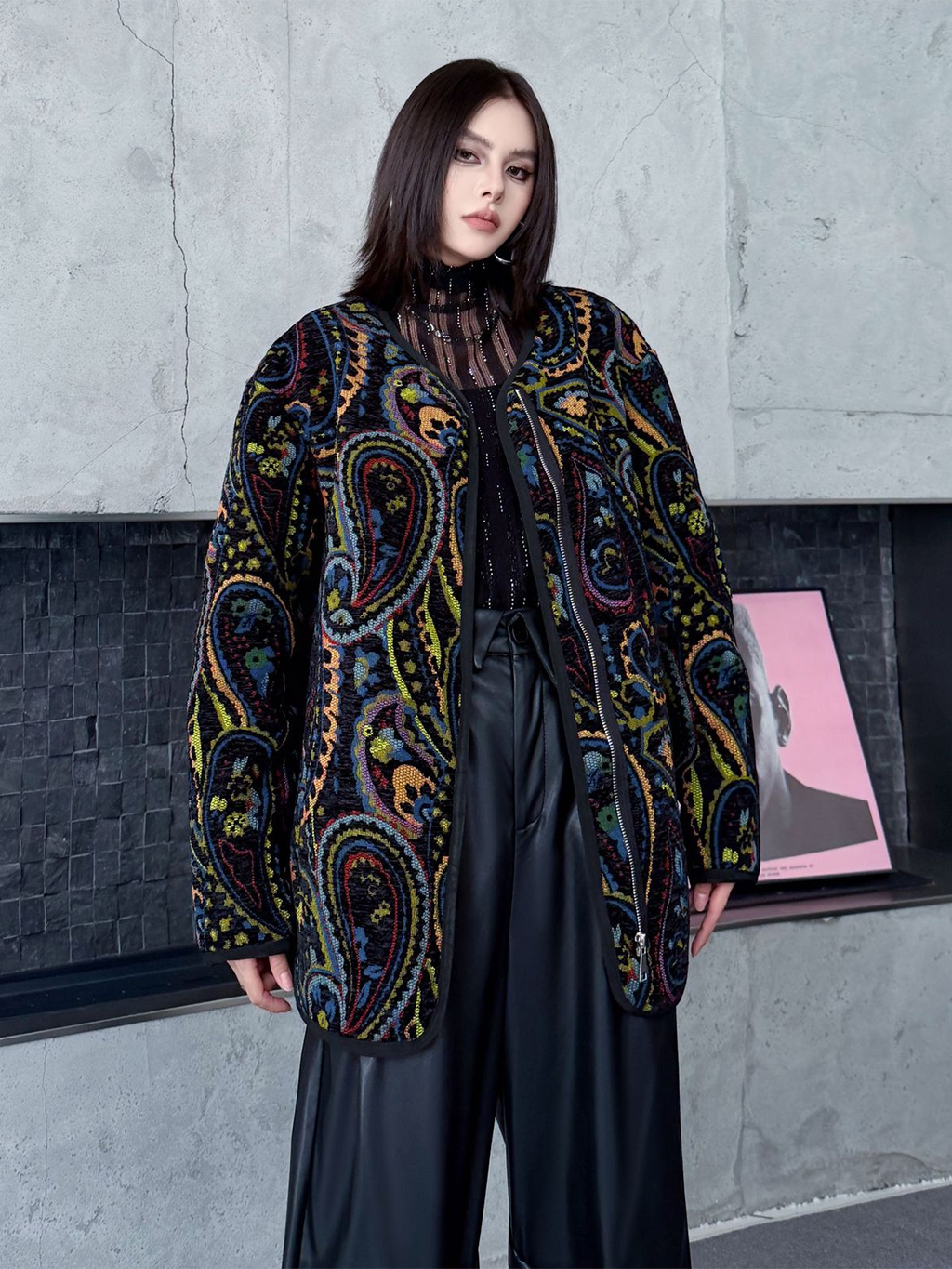 ASKYURSELF ペイズリージャケット ASKYURSELF / paisley pocket oversized bomber jacket