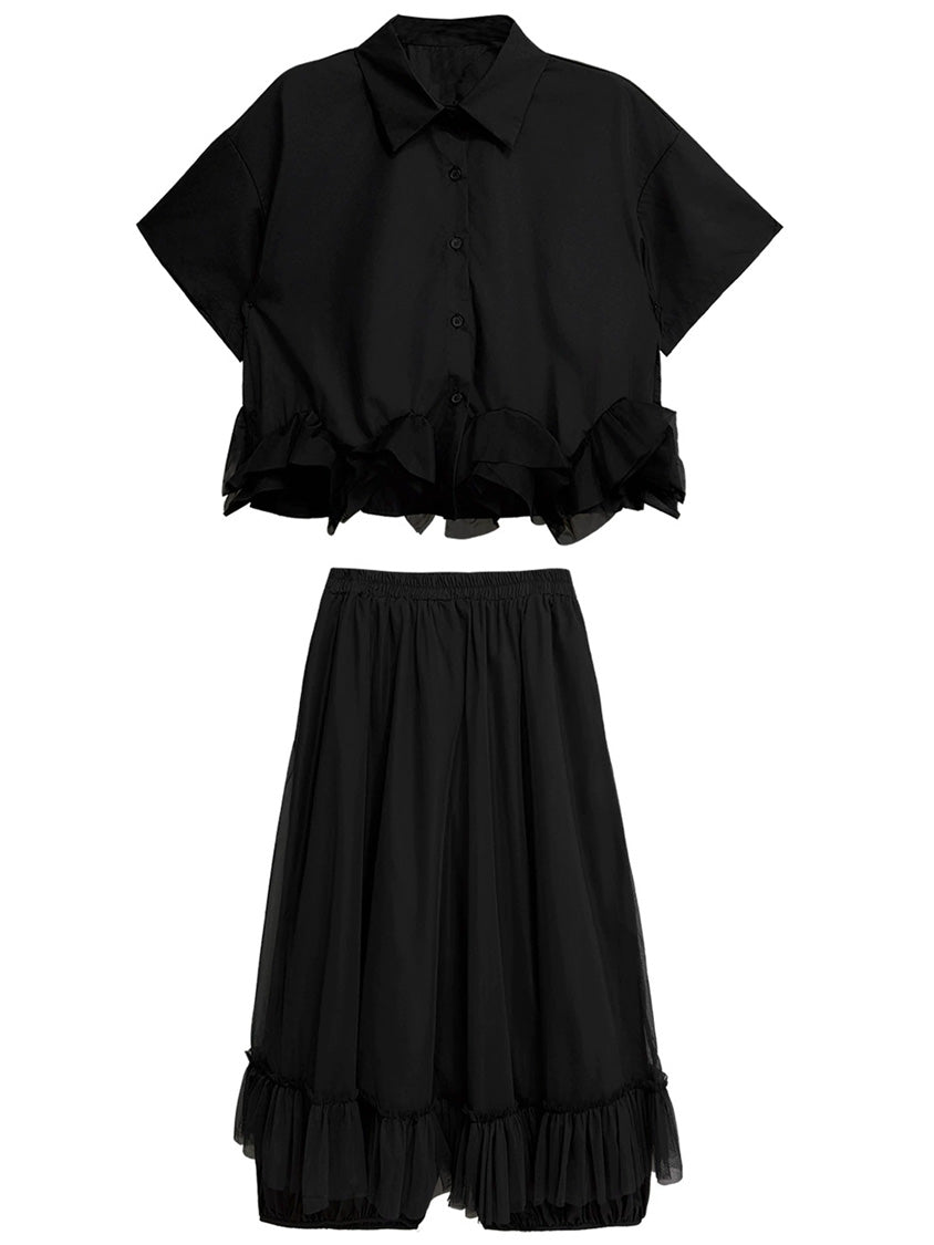 Mesh stitch top and skirt