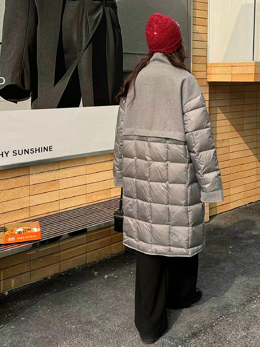 ブロックキルトダウンコート