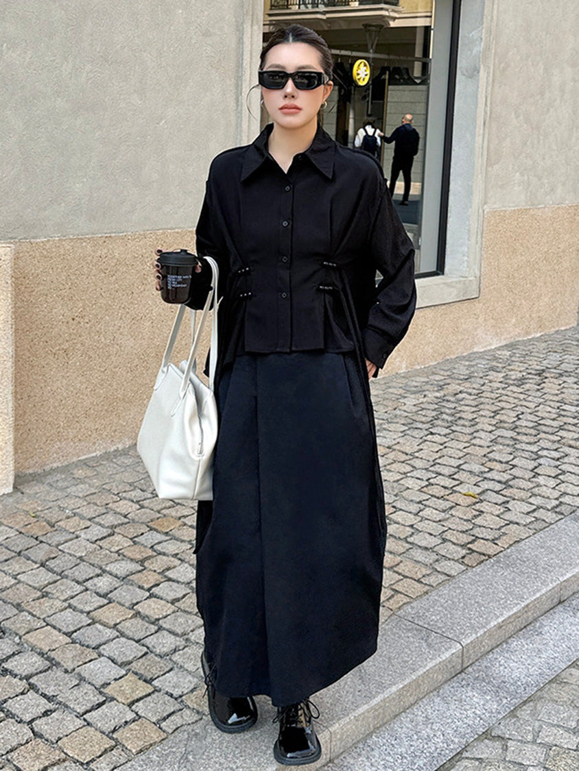 リネンブレンドギャザーブラウス