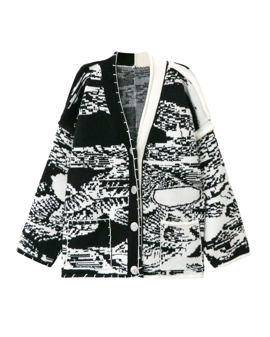 グラフィックジャカードカーディガン