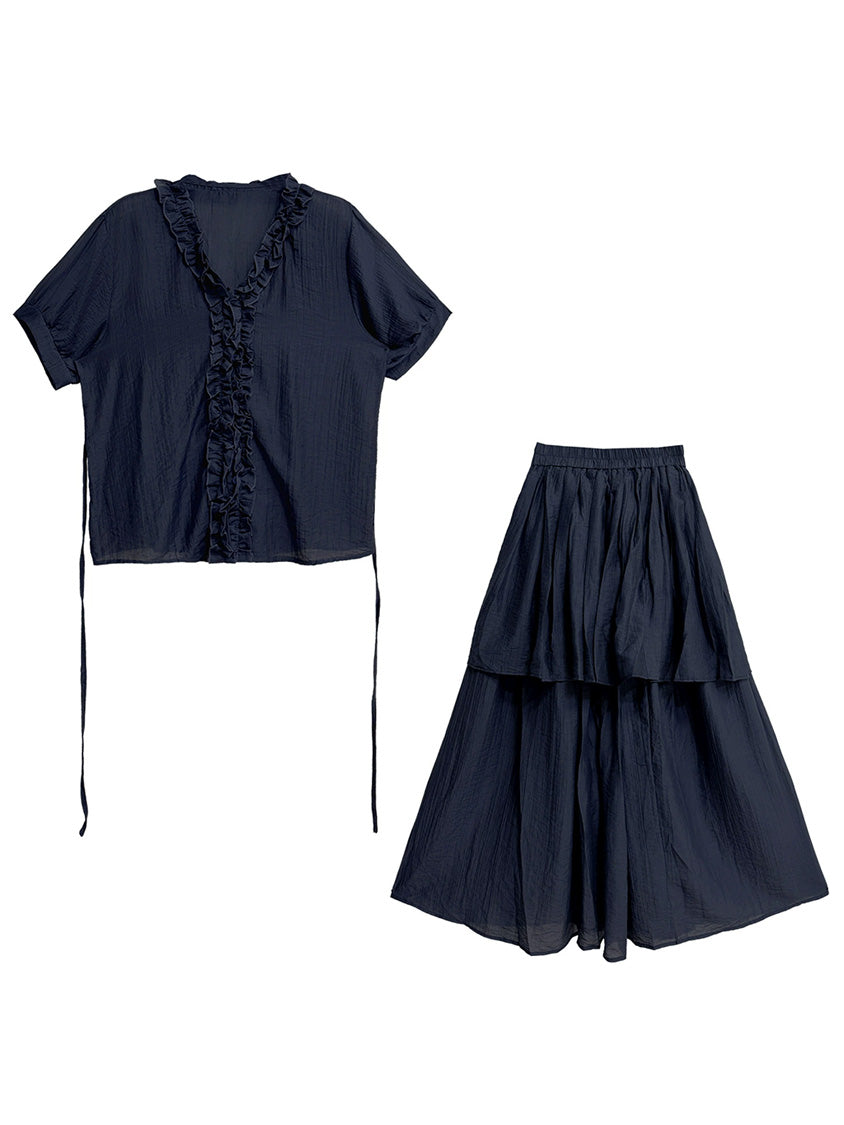 Mesh stitch top and skirt