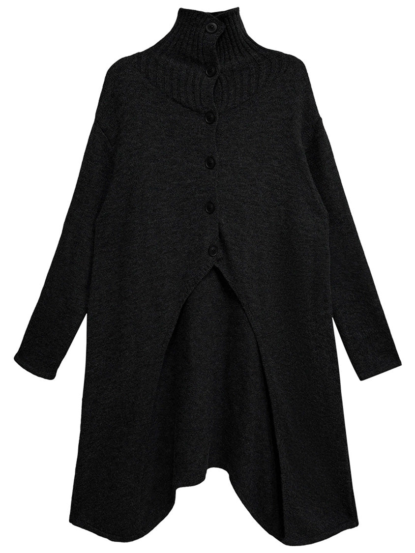 ハイネックフロントスリットニットトップ