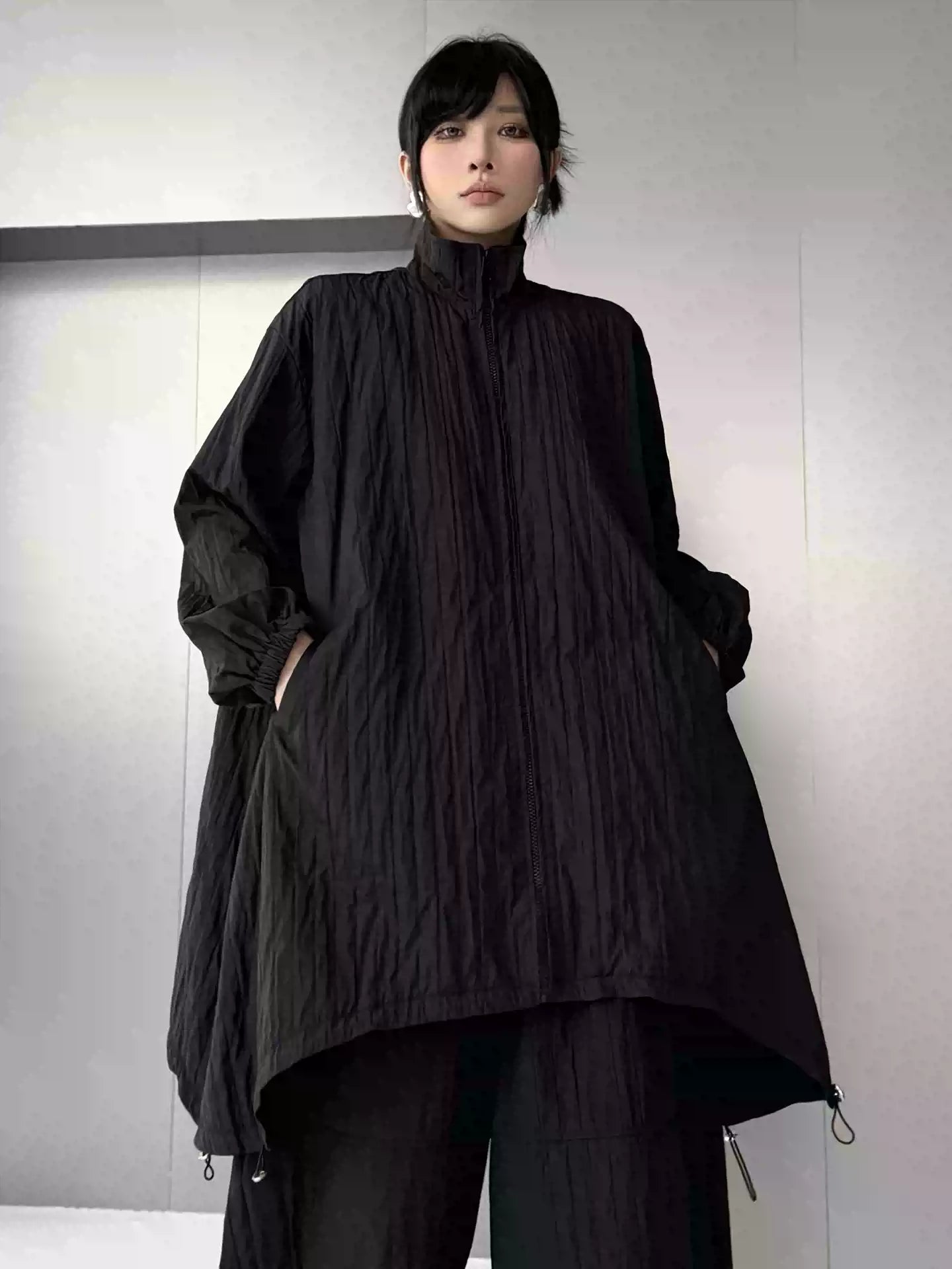クラッシュテクスチャージップジャケット&ワイドパンツ