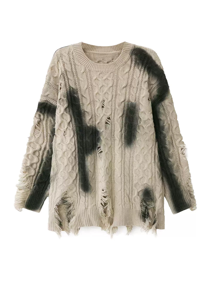 ダメージグラデケーブルセーター