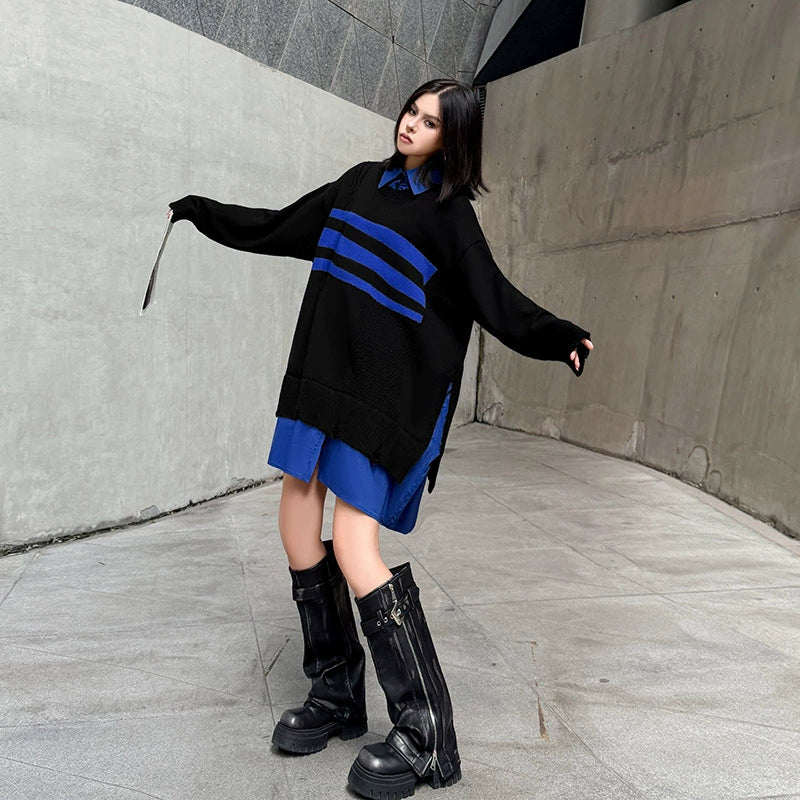 ニットレイヤードシャツドレス