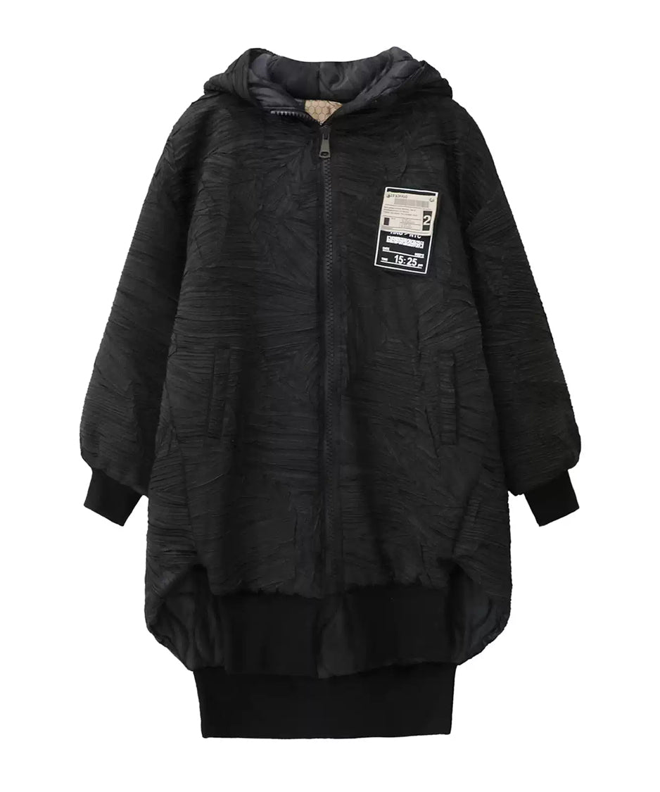 テクスチャーフーデッドブルゾン