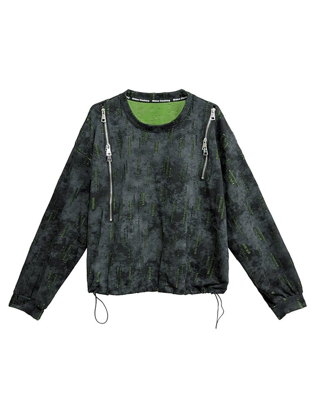 ジップショルダープリントトップス