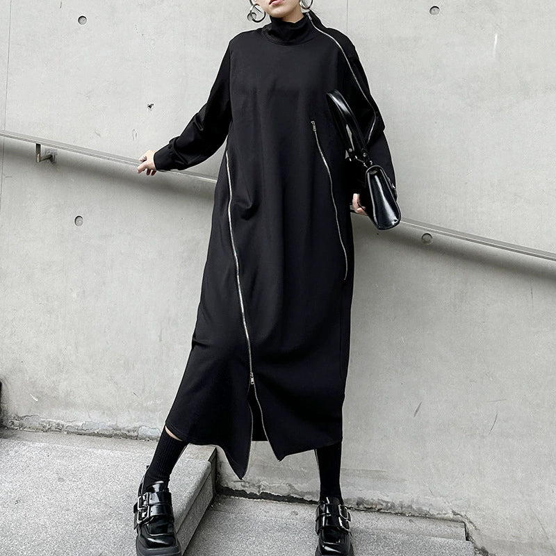 ジップラインハイネックロングドレス