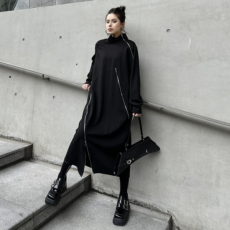 ジップラインハイネックロングドレス