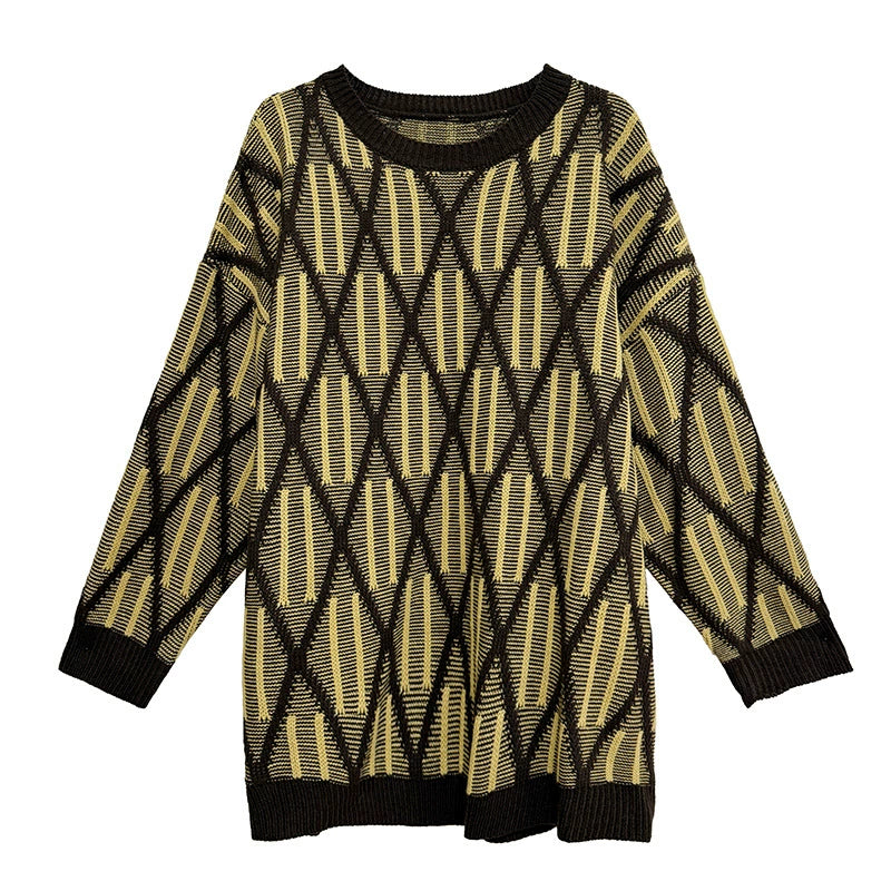 ジオメトリックニットプルオーバー