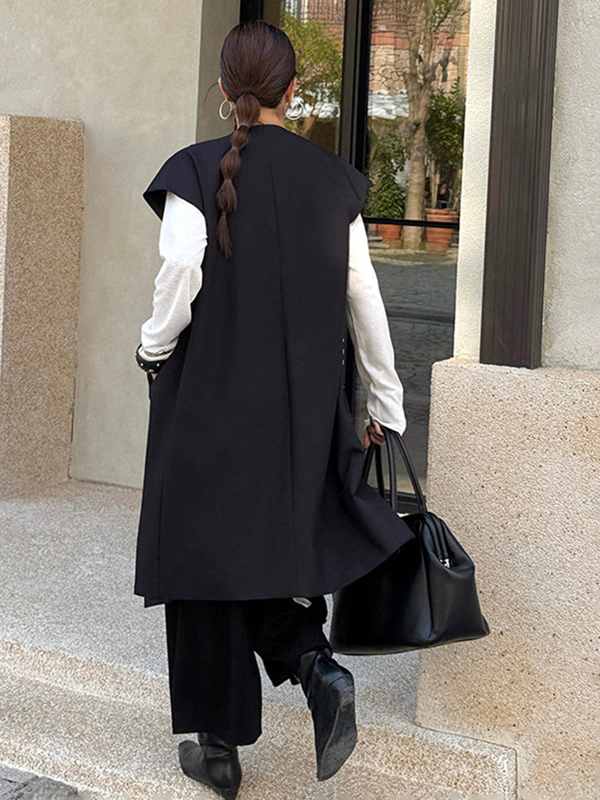 ノーカラードロップロングベスト