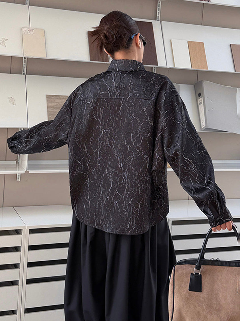 クラックプリントモードブラウス