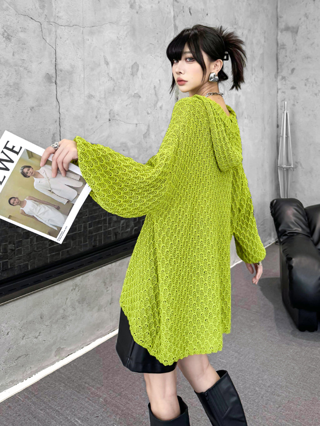 Scarf tie blouse and denim pants series