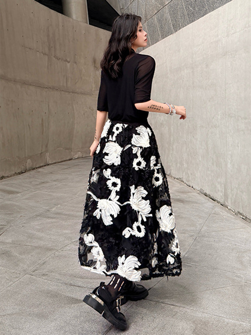 Mesh stitch top and skirt