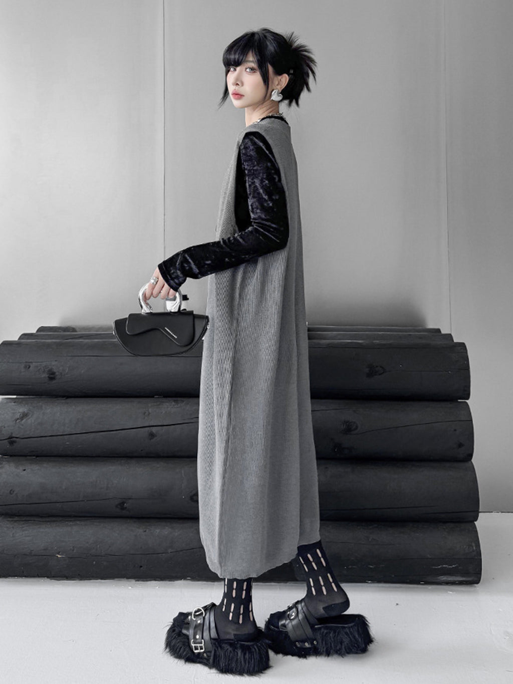 Scarf tie blouse and denim pants series