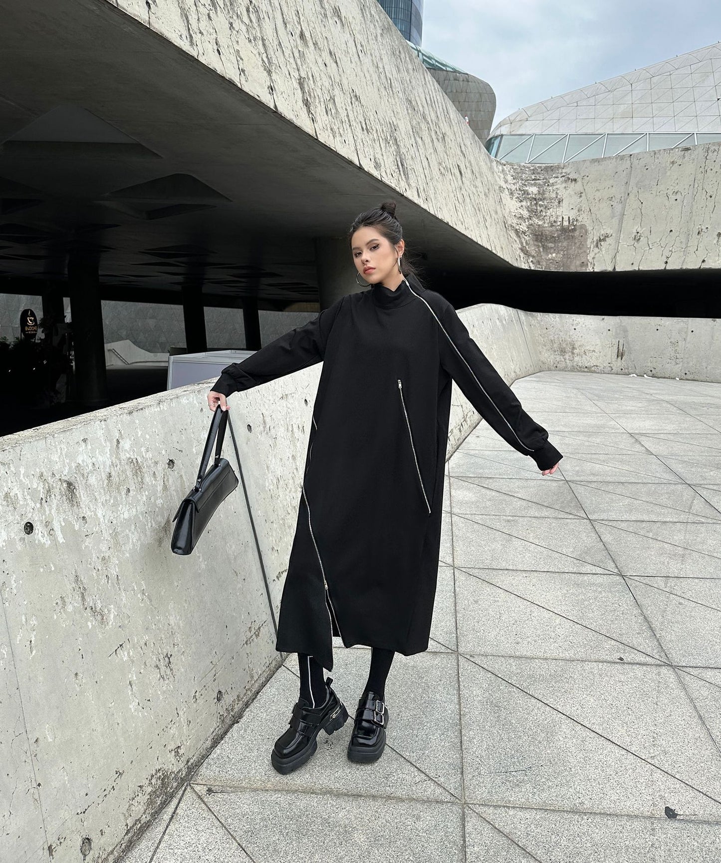 ジップラインハイネックロングドレス