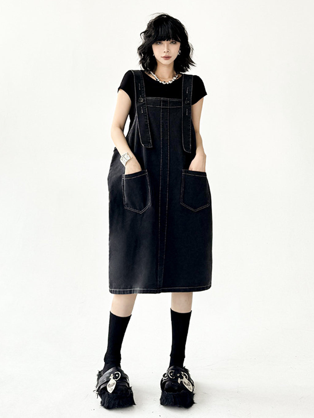 buckle suspender dress