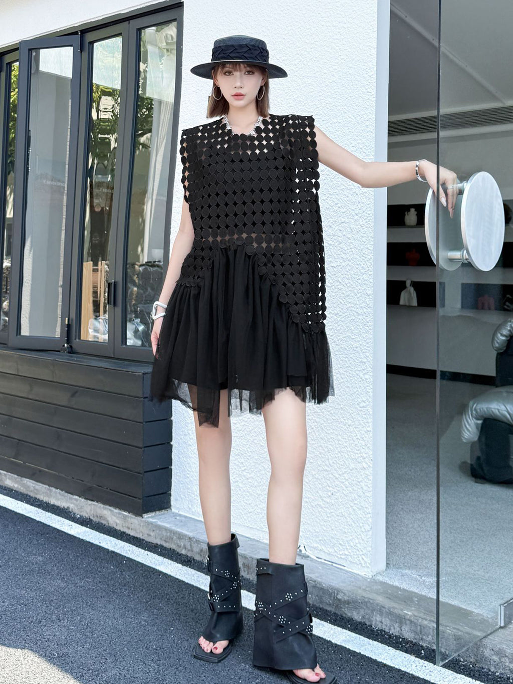 Hole Layered Tulle Dress