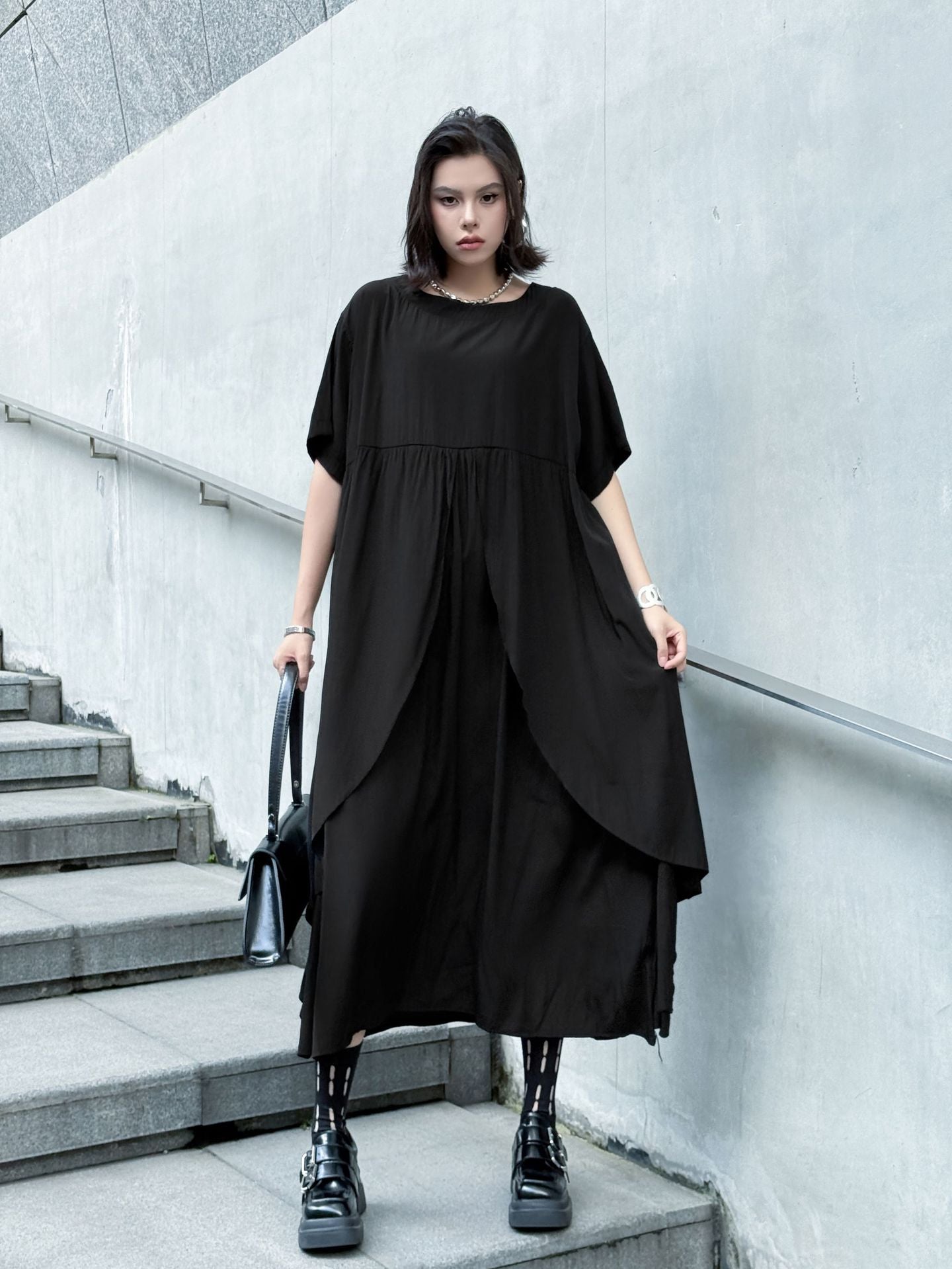 Front layered draped dress