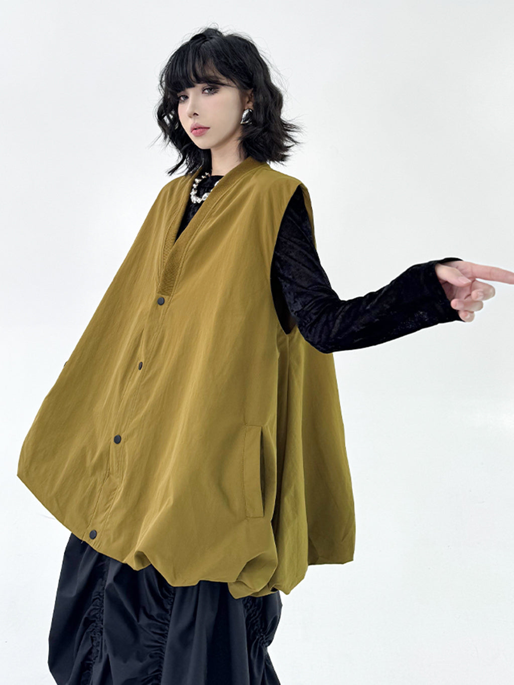 Scarf tie blouse and denim pants series