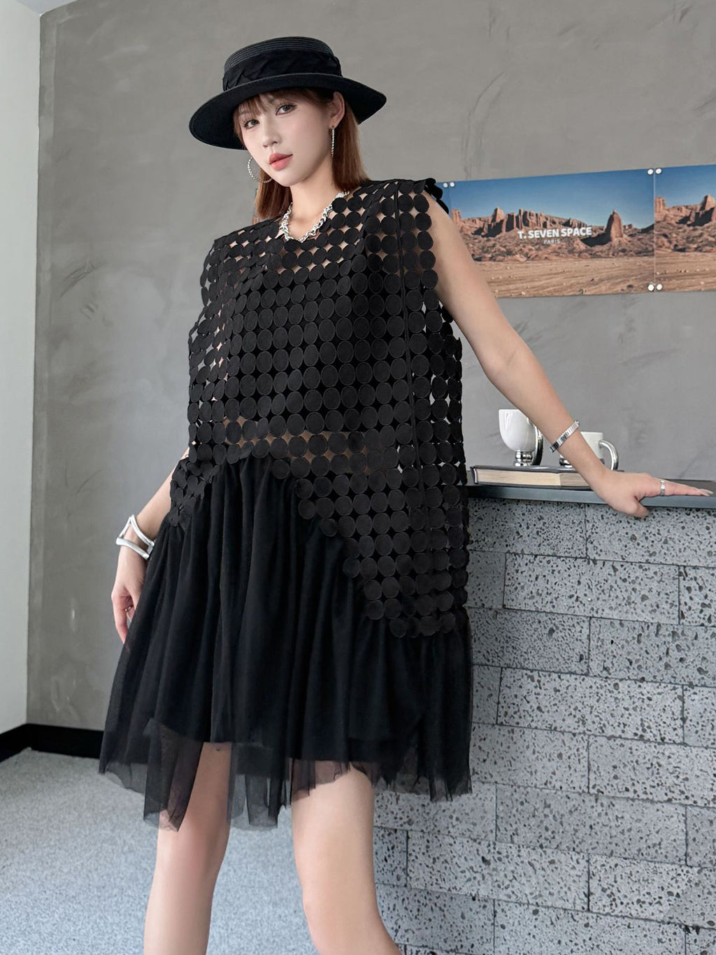 Hole Layered Tulle Dress