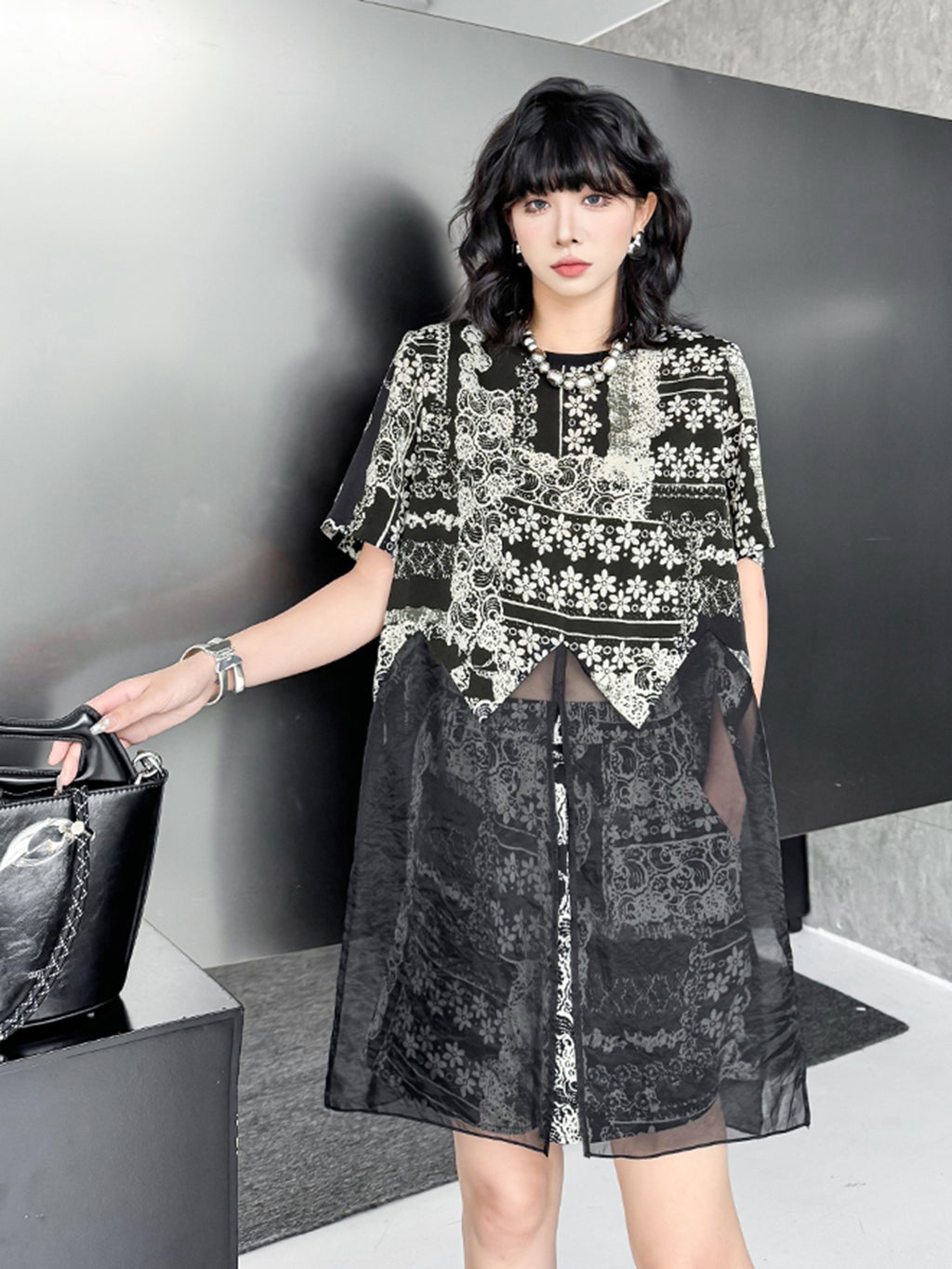 ブラックレースシアートップ&ショーツ