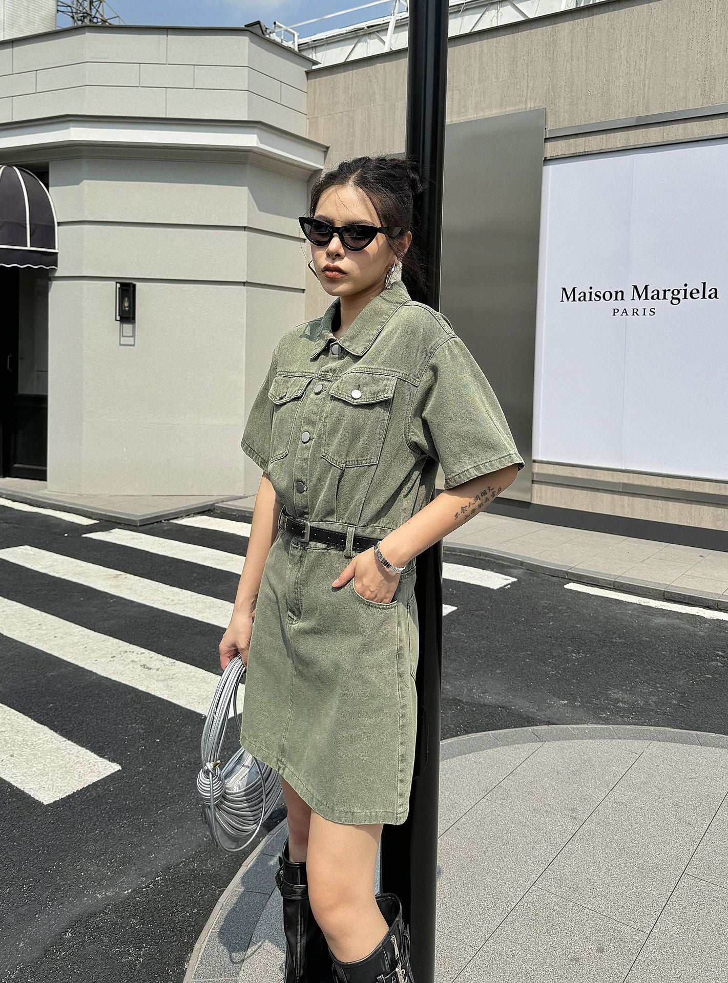 washed denim shirt dress