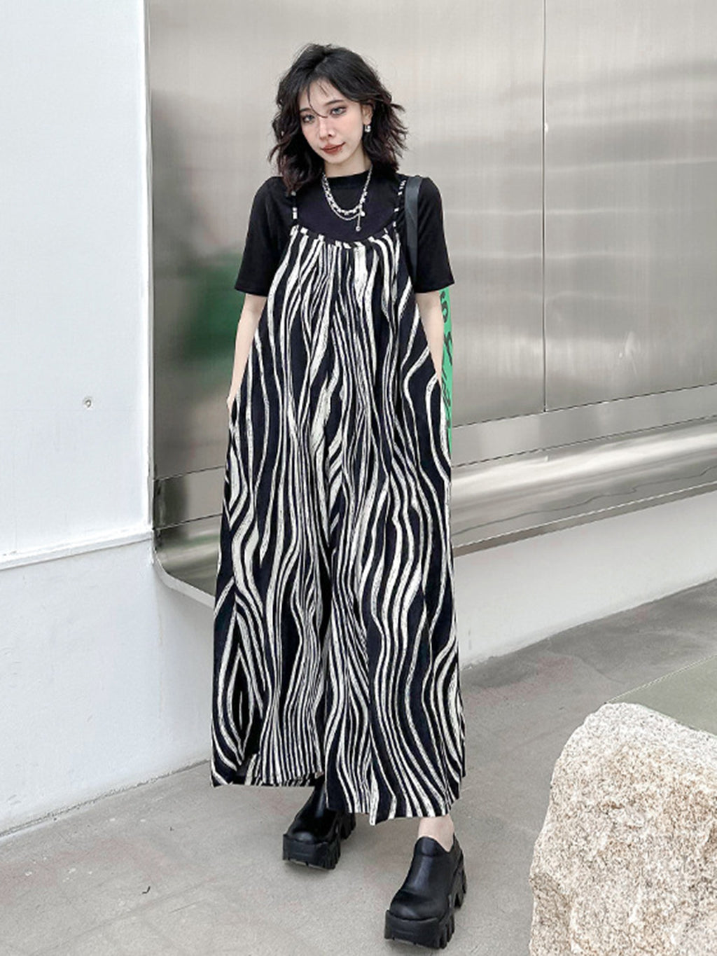 Striped Flow Overalls