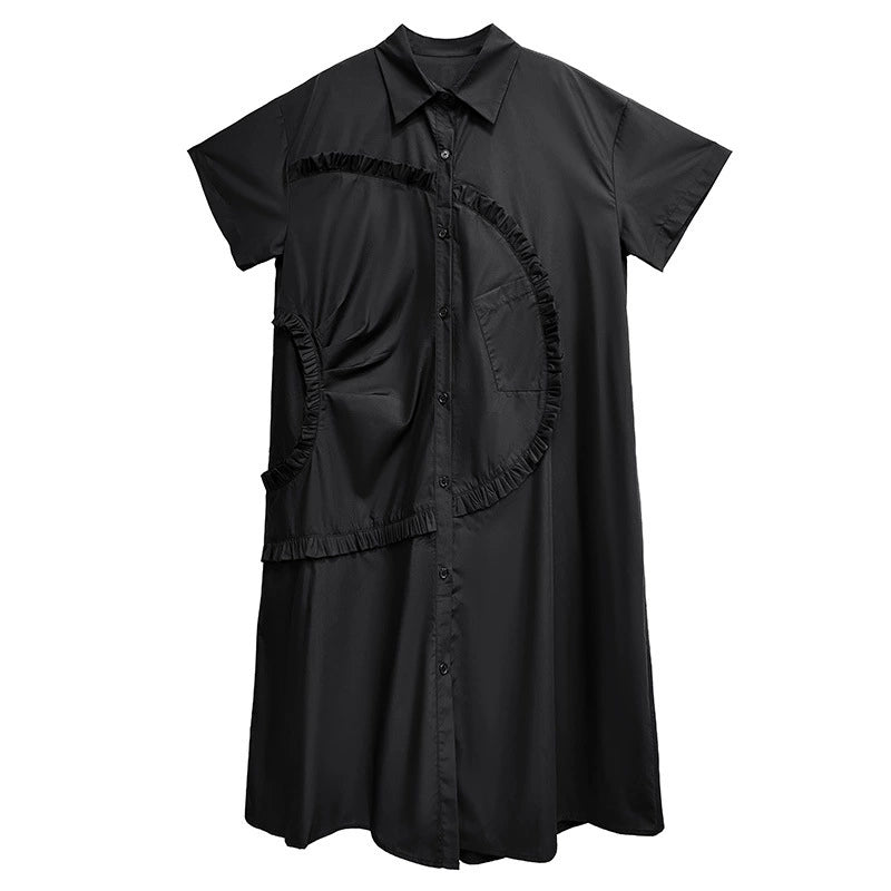 Round ruffle shirt dress