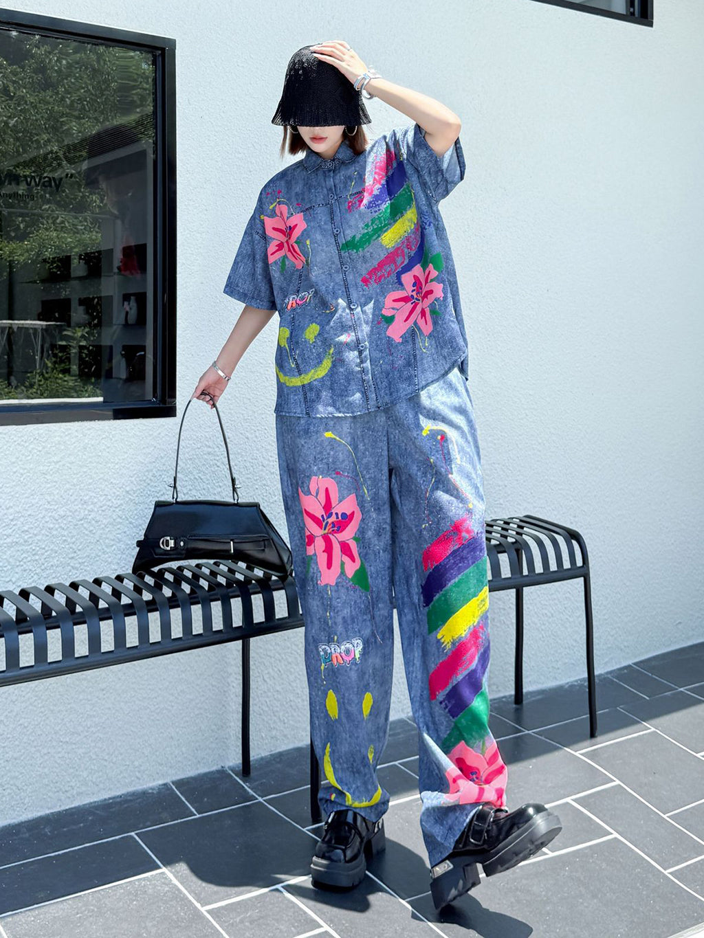 ペイントフラワーシャツ&パンツ