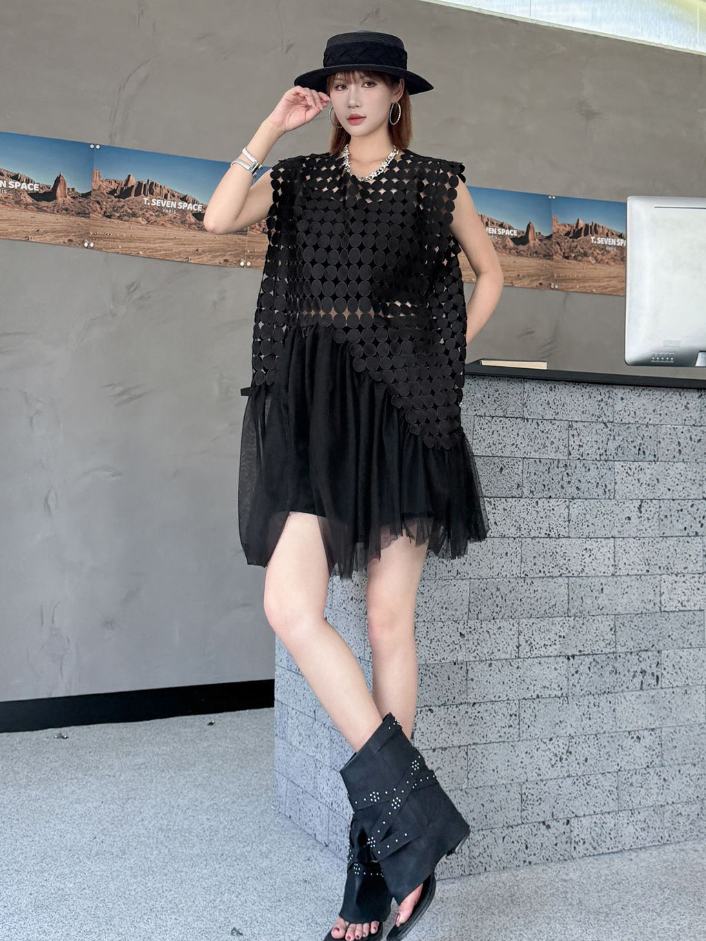 Hole Layered Tulle Dress