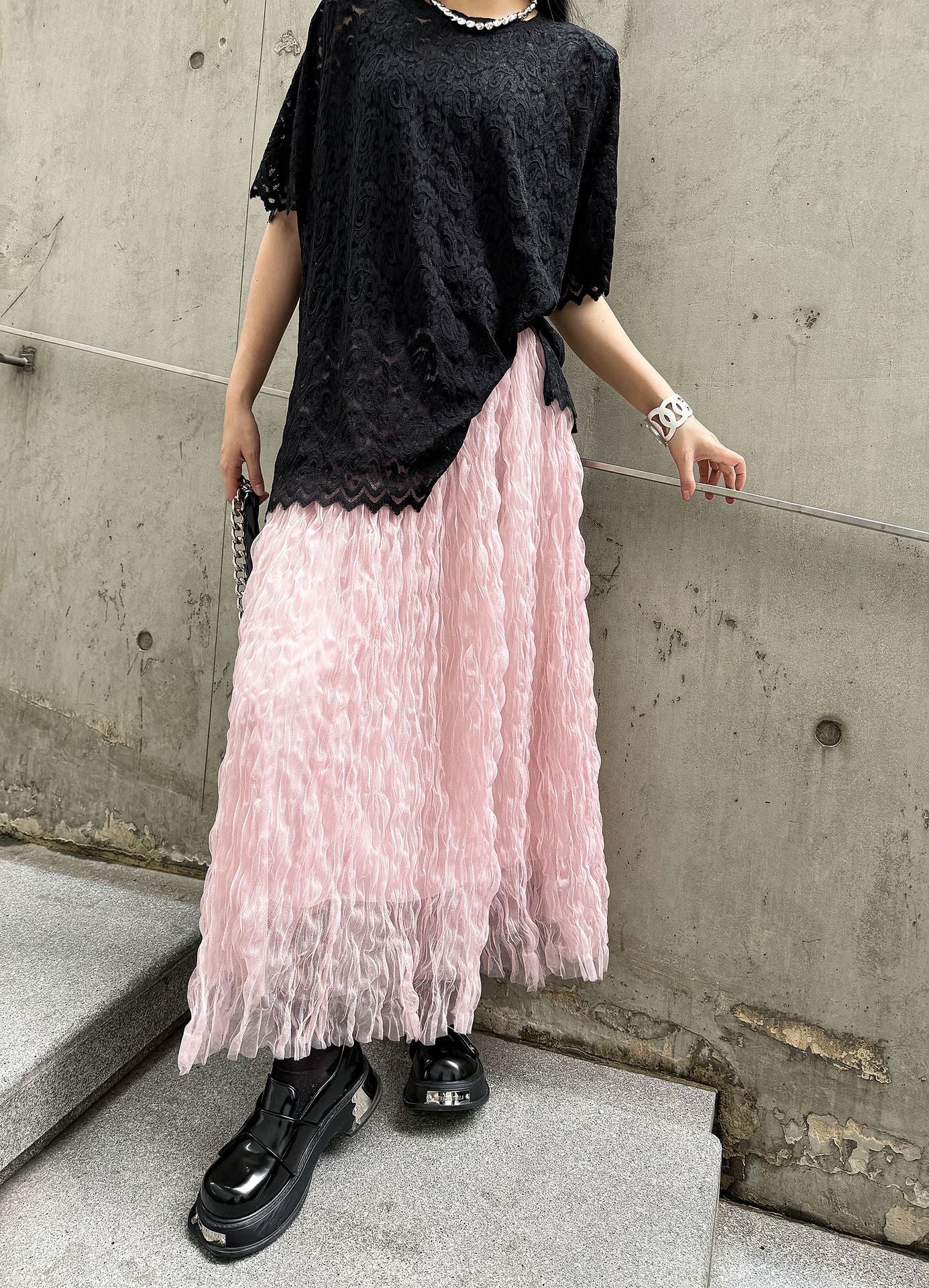 Scarf tie blouse and denim pants series