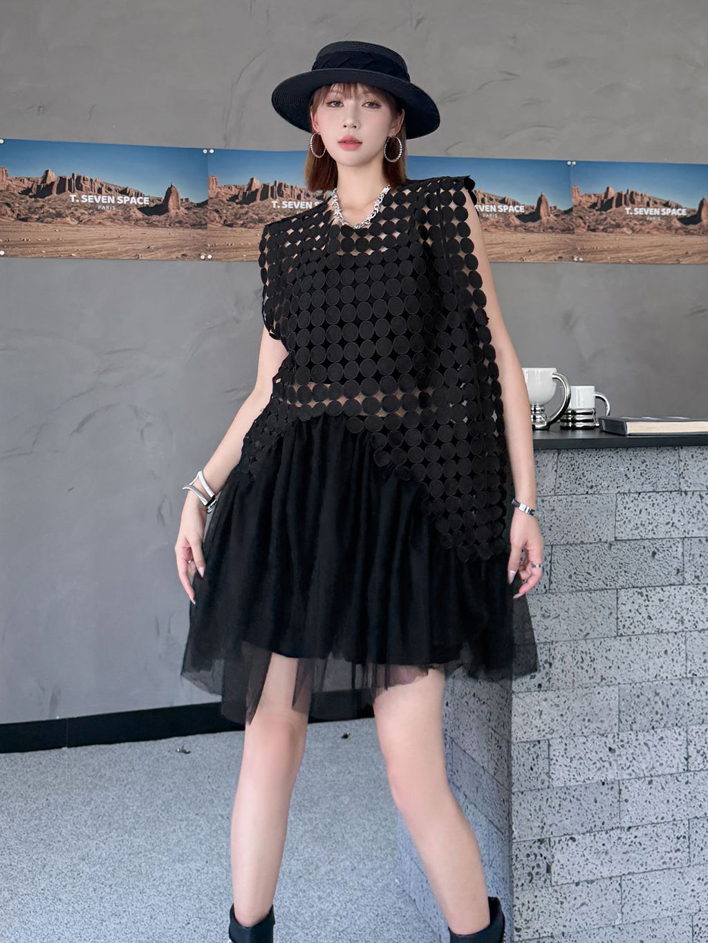 Hole Layered Tulle Dress