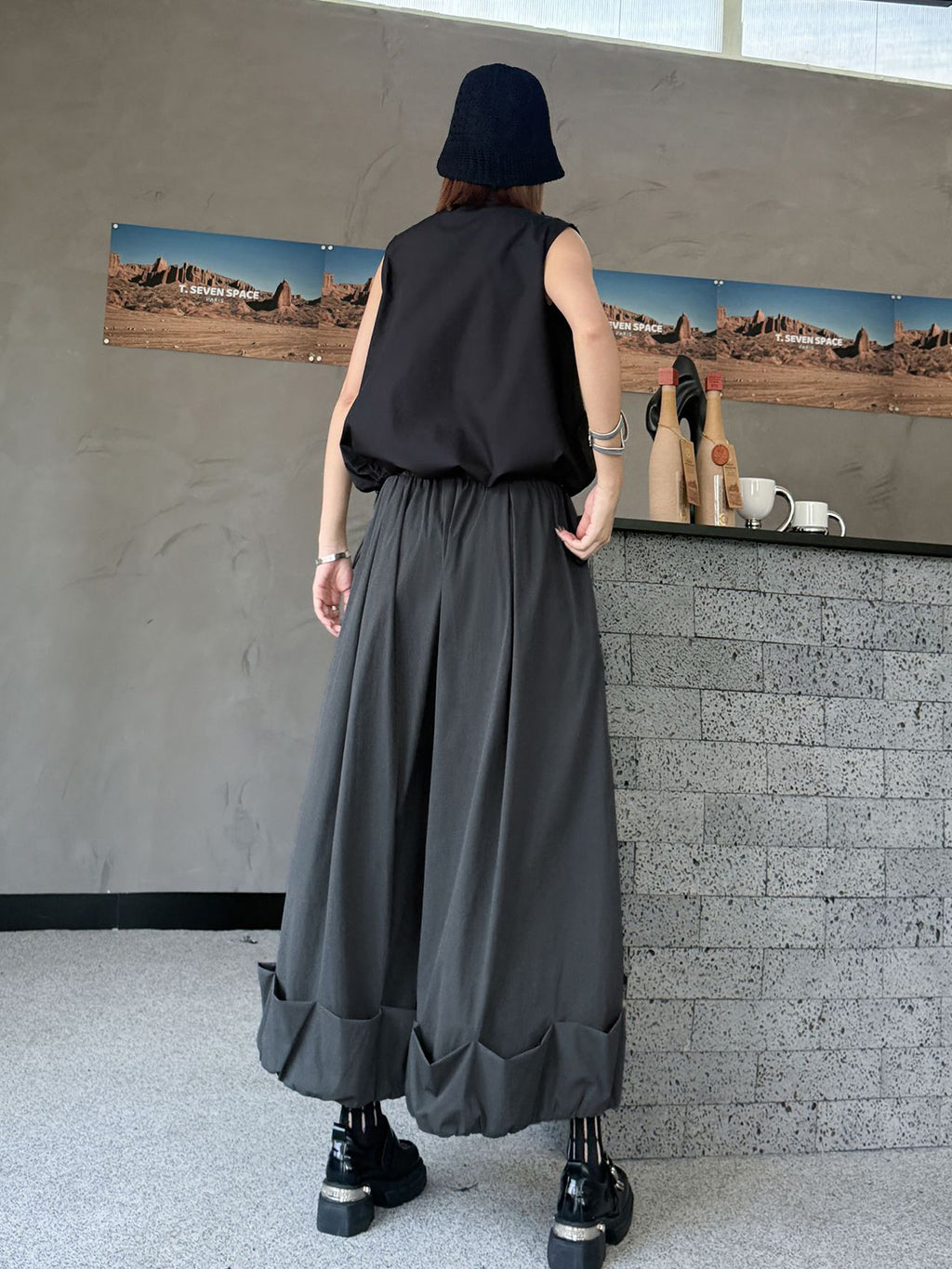 シャーリングカフワイドパンツ