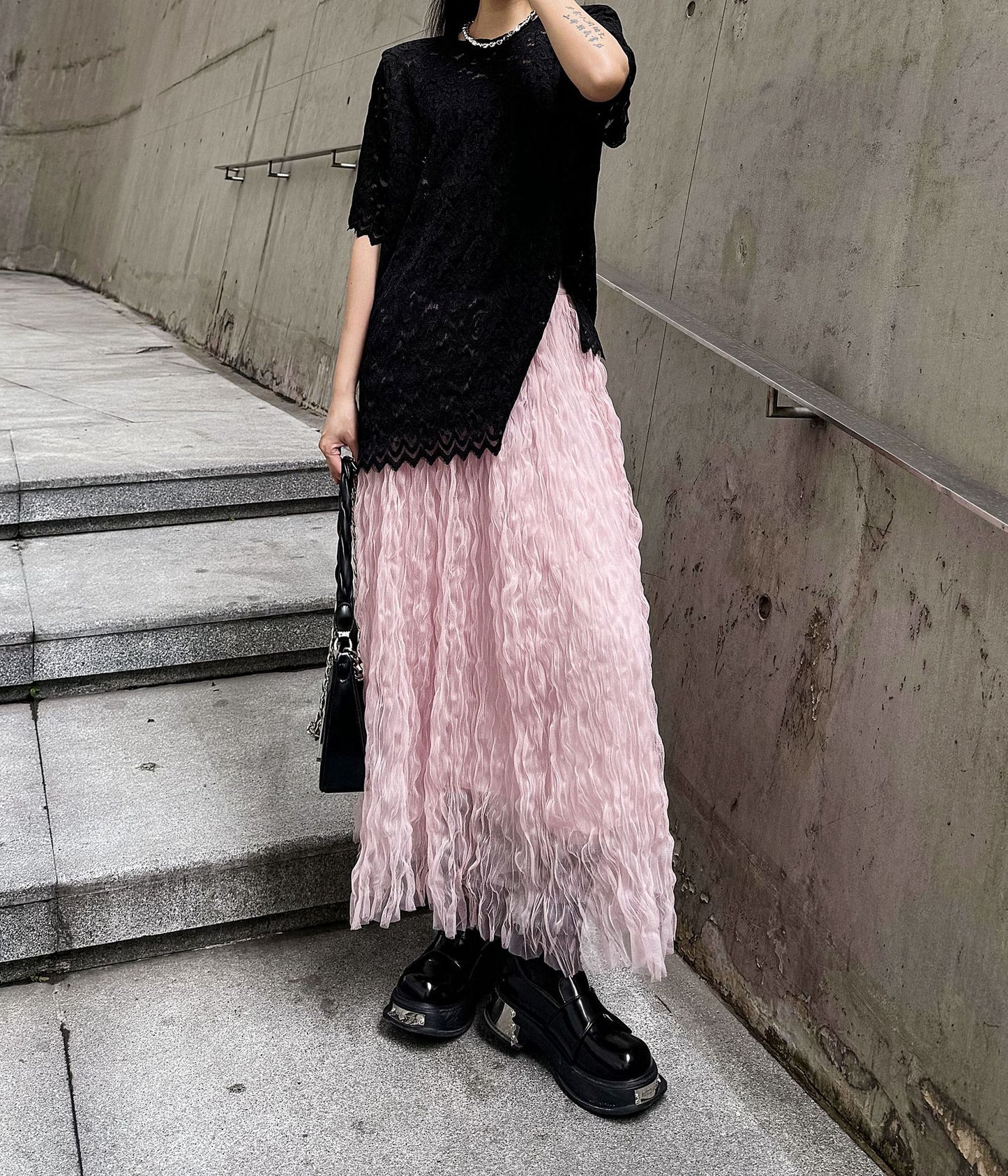 Scarf tie blouse and denim pants series