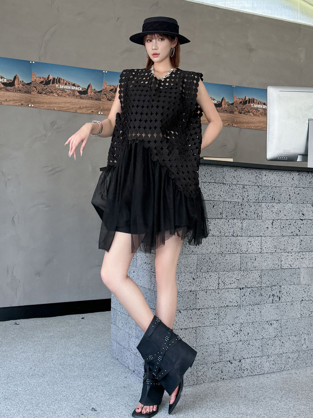 Hole Layered Tulle Dress