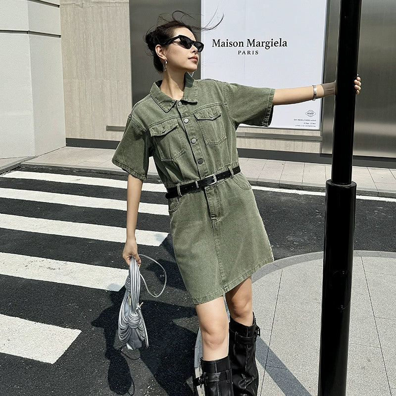 washed denim shirt dress