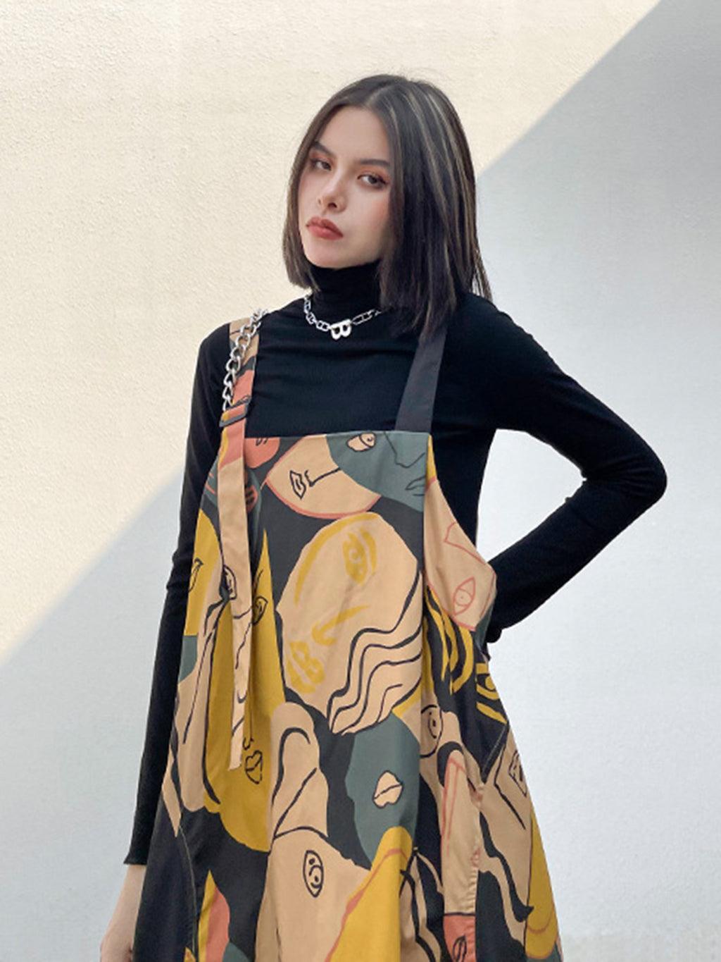 Graphic Art Suspender Dress