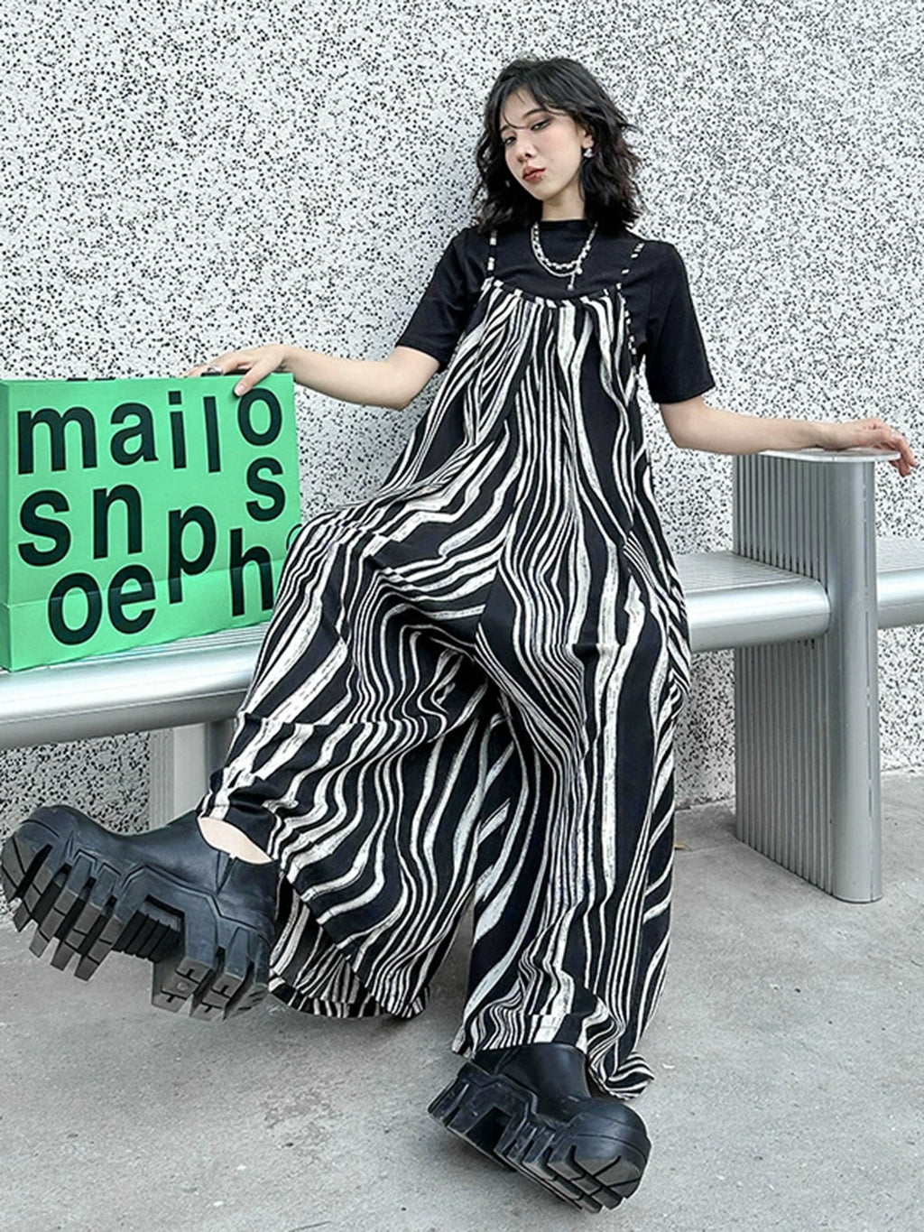Striped Flow Overalls