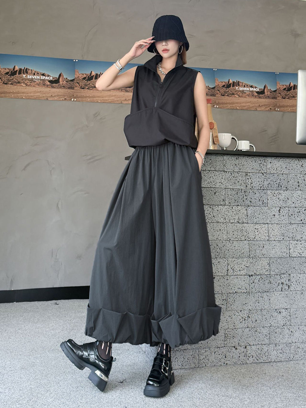 シャーリングカフワイドパンツ