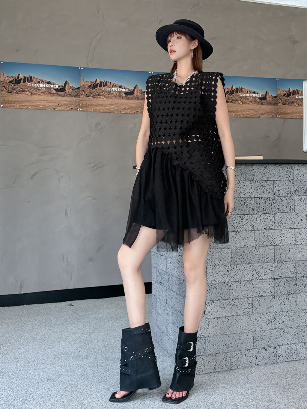 Hole Layered Tulle Dress