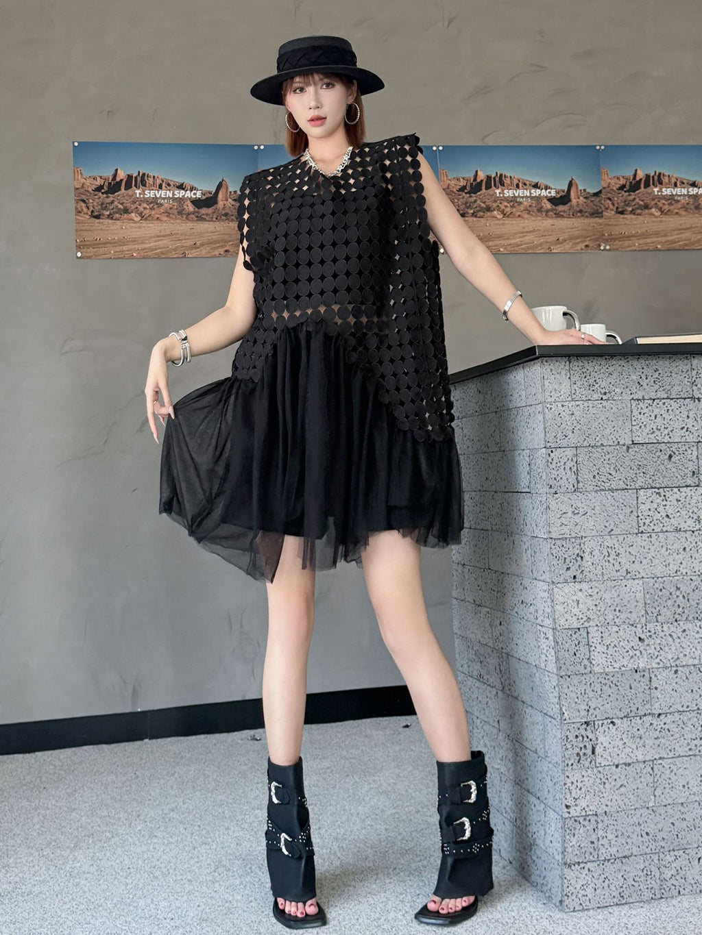 Hole Layered Tulle Dress