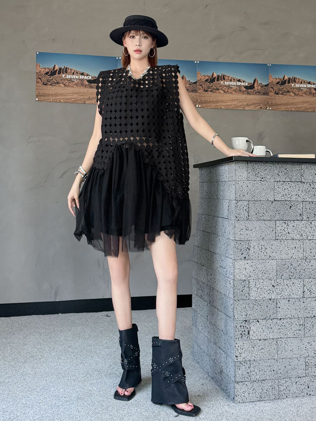 Hole Layered Tulle Dress