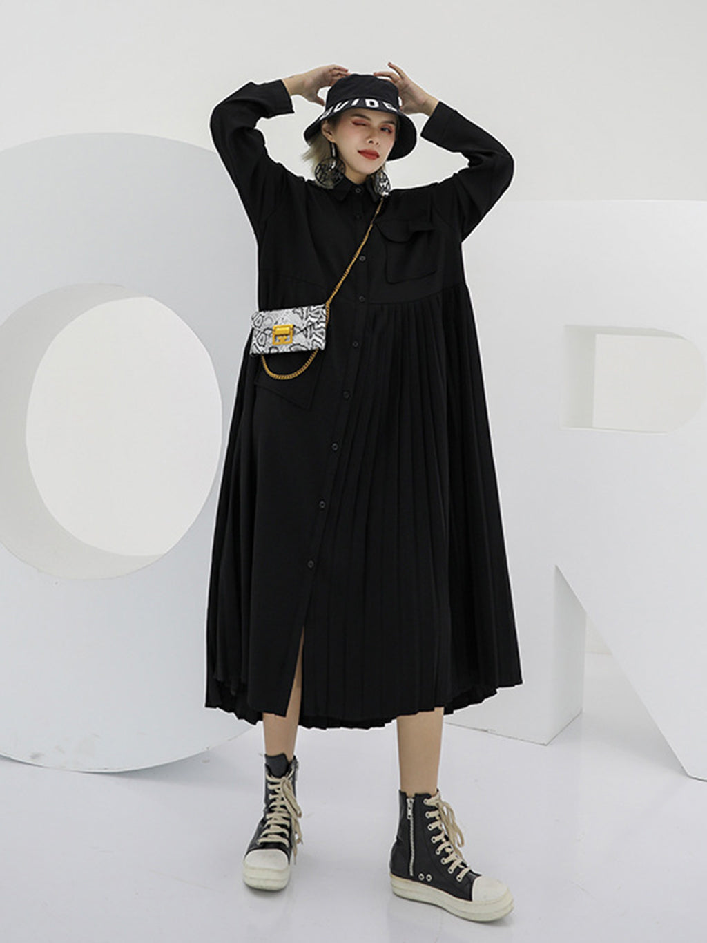 floating sleeve shirt dress