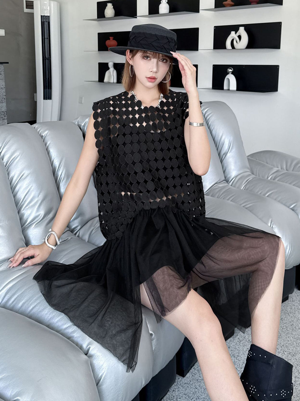 Hole Layered Tulle Dress