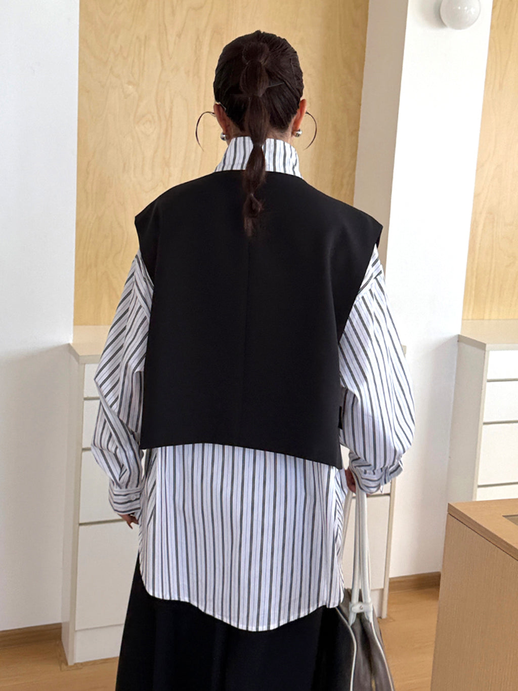 フェイクレイヤードストライプシャツ