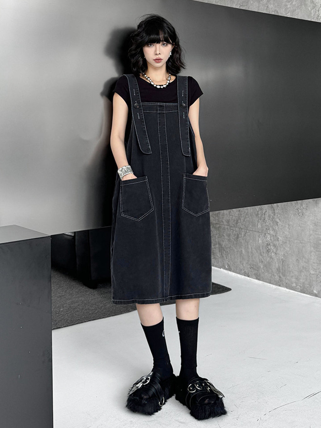 buckle suspender dress