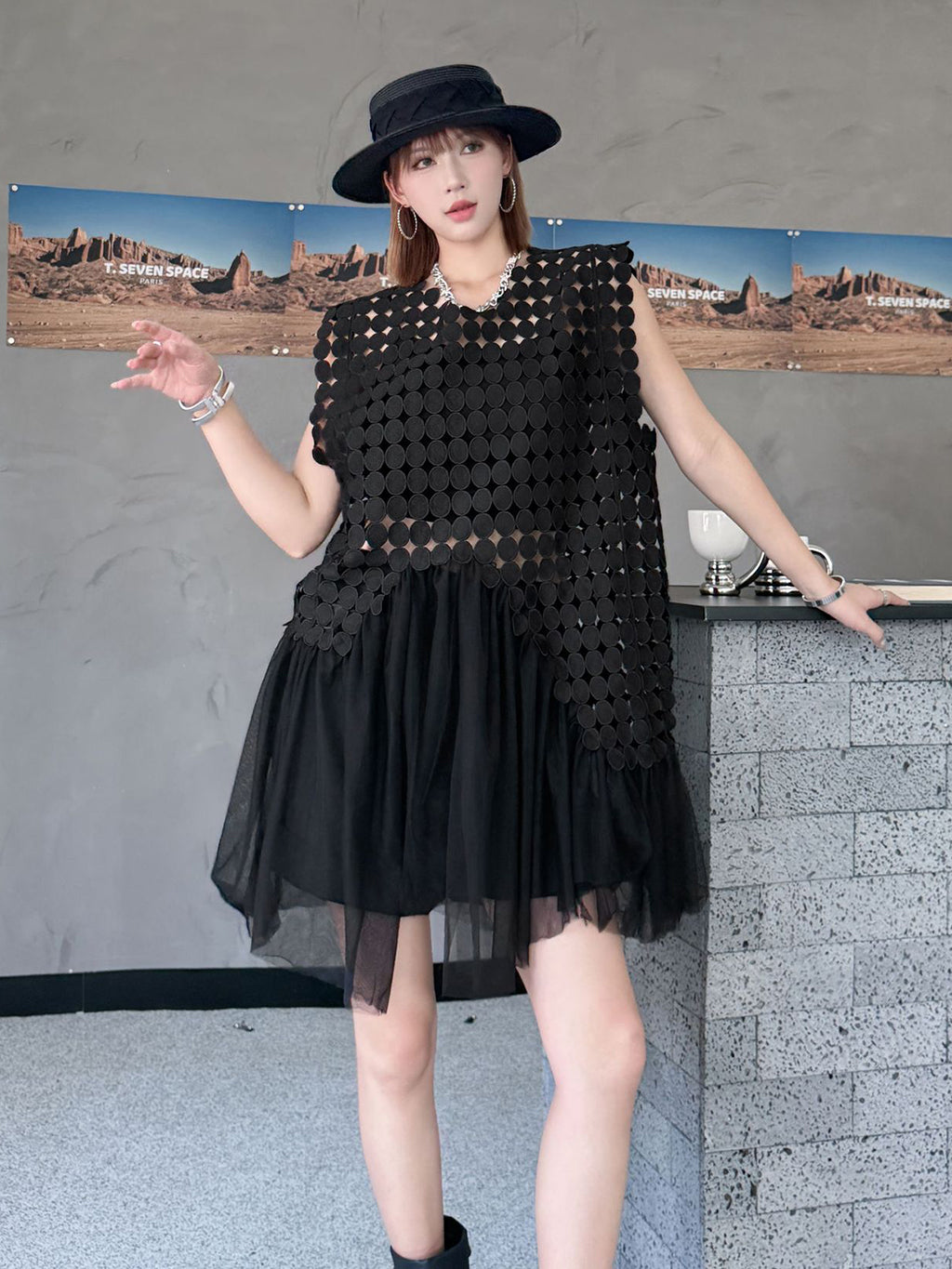 Hole Layered Tulle Dress